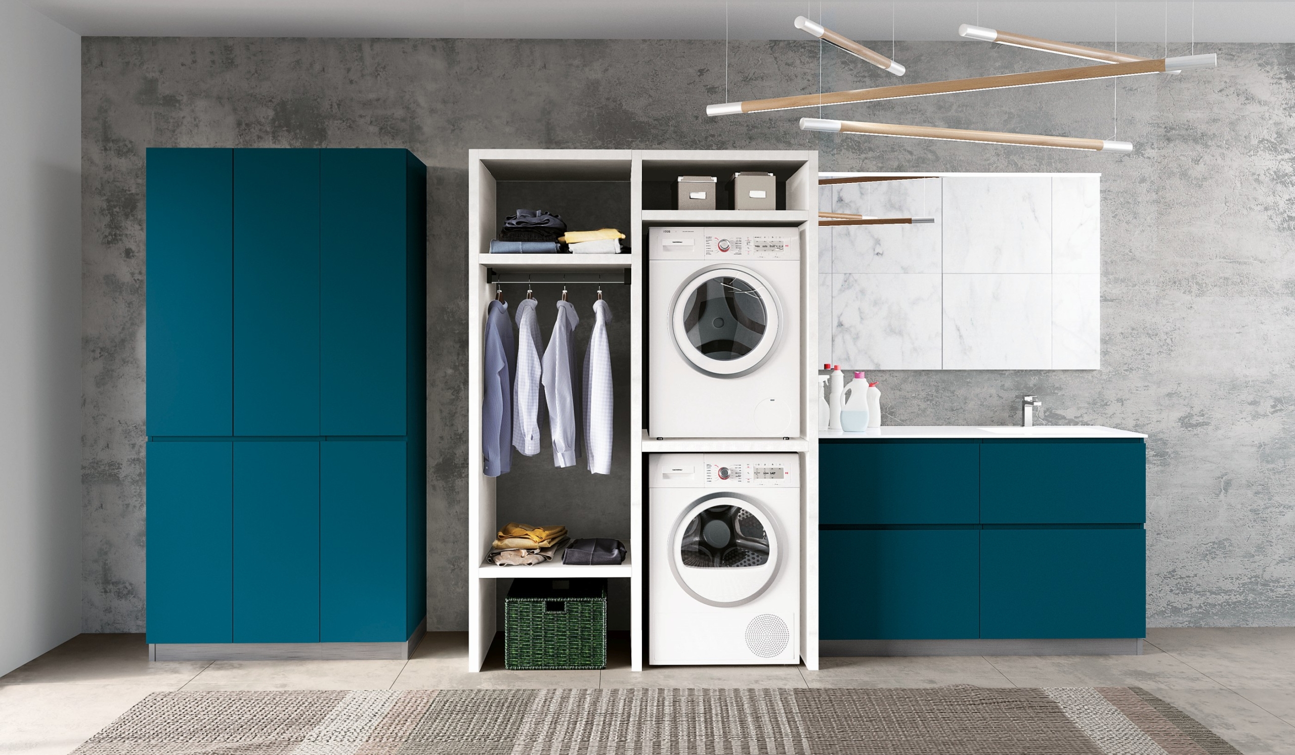 Waschmaschine und Trockner - Möbel für Waschküche und Hauswirtschaftsraum HWR einrichten